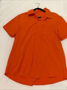Source Unknown Men's Short-Sleeve Button-Down Shirt in Vibrant Orange